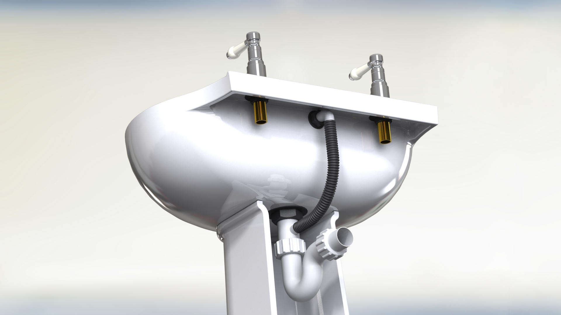 带水龙头和废水的水槽盆